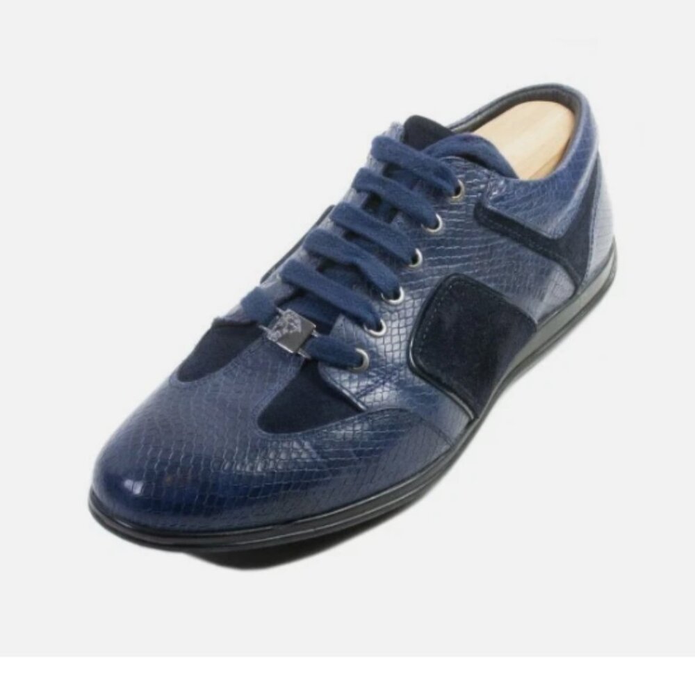 Versace Collection Men's Snakeskin Embossed Leather Suede Sneaker - Size US 7